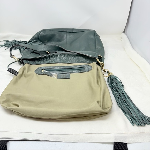 Gilli Genuine Leather Fringe Shoulder Bag – Green Hobo Tote with Tassel Detail - Picture 9 of 16